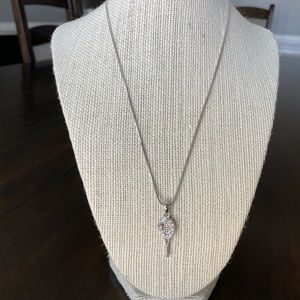Silver Tennis Racket Necklace